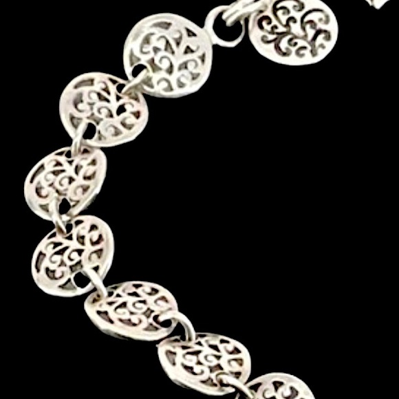 LOIS HILL Sterling Silver Cut Out Scroll Disc Oxidized Silver Accent Bracelet - Picture 7 of 8
